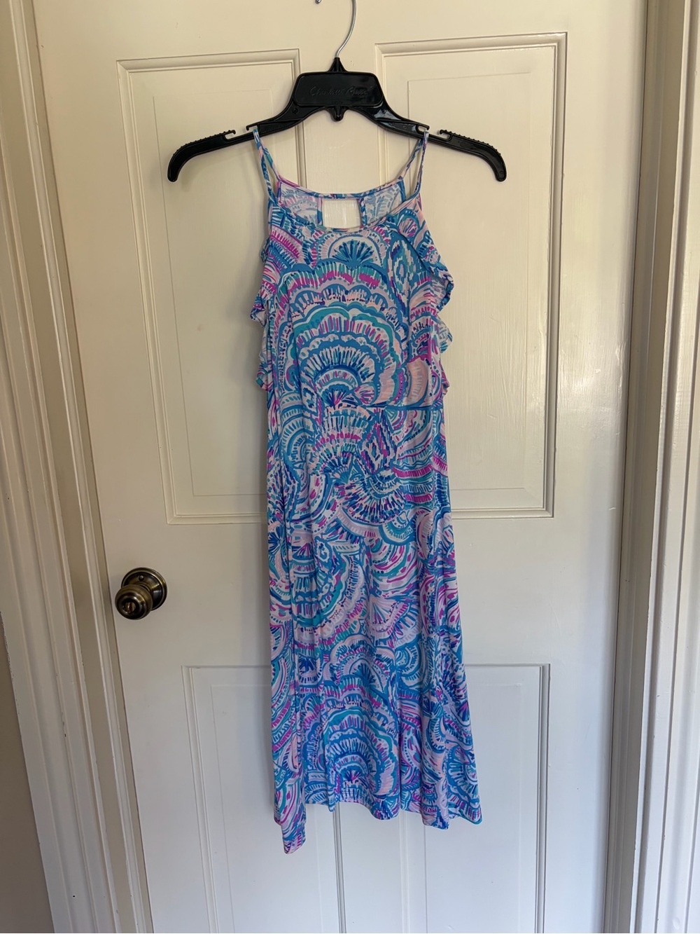 Lilly Pulitzer Blue and Pink Halter Maxi Dress